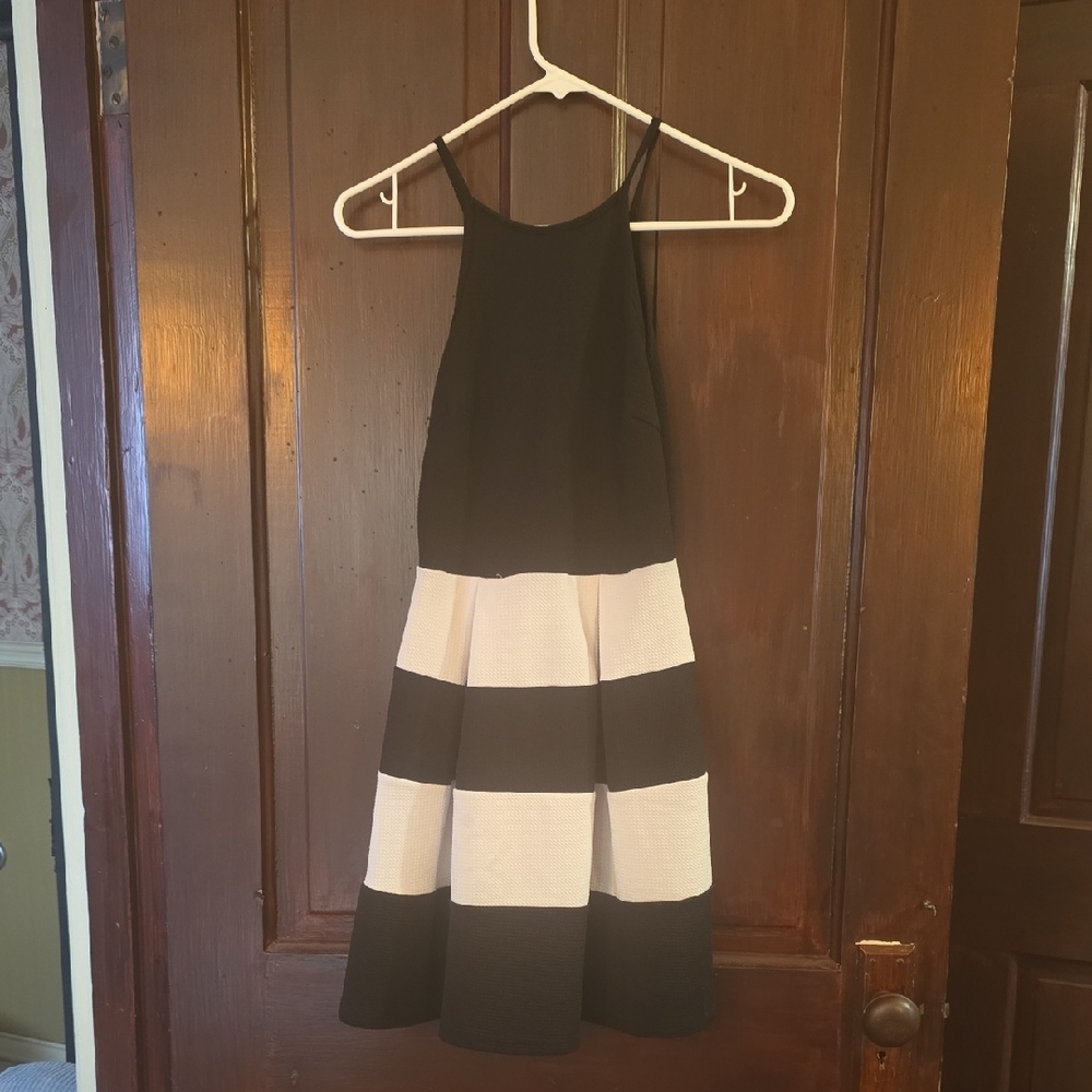 Soprano Black and White Fit and Flare Mini Dress